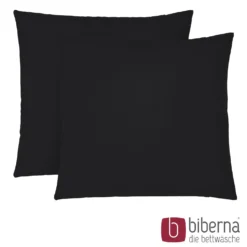 biberna Feinjersey-Kopfkissenbezug Doppelpack schwarz, 2x 40x40 cm