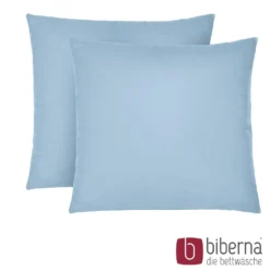 biberna Feinjersey-Kopfkissenbezug Doppelpack eisblau, 2x 40x40 cm