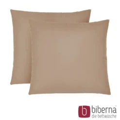 biberna Feinjersey-Kopfkissenbezug Doppelpack macchiato, 2x 40x40 cm