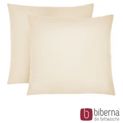 biberna Feinjersey-Kopfkissenbezug Doppelpack kitt, 2x40x40cm