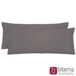 biberna Feinjersey-Kopfkissenbezug Doppelpack silber/grau, 2x 40x60 cm