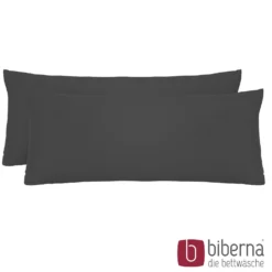 biberna Feinjersey-Kopfkissenbezug Doppelpack titanium, 2x 40x60 cm