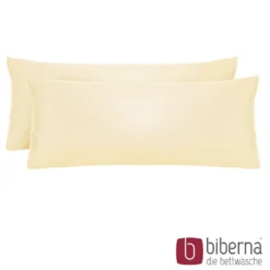biberna Feinjersey-Kopfkissenbezug Doppelpack gelb, 2x 40x60 cm