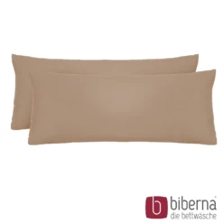biberna Feinjersey-Kopfkissenbezug Doppelpack macchiato, 2x 40x60 cm