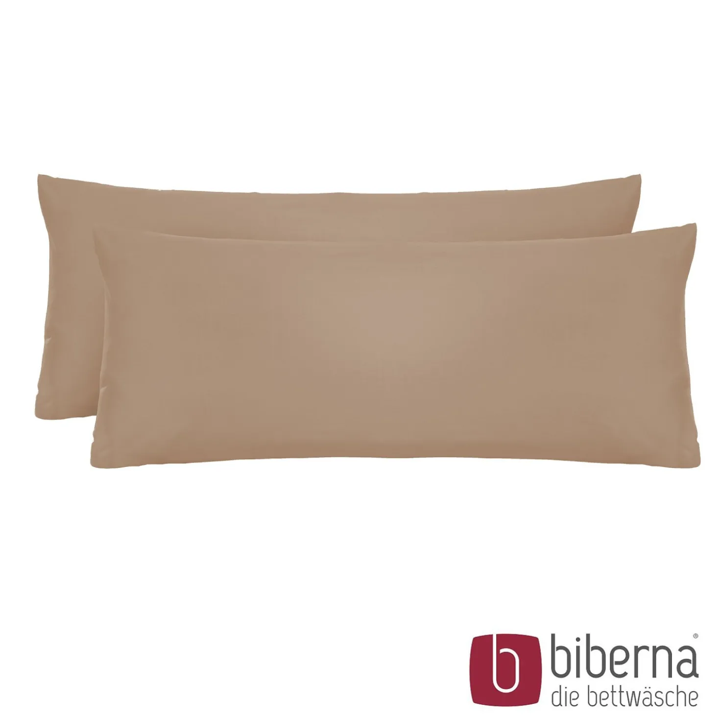 biberna Feinjersey-Kopfkissenbezug Doppelpack macchiato, 2x 40x60 cm
