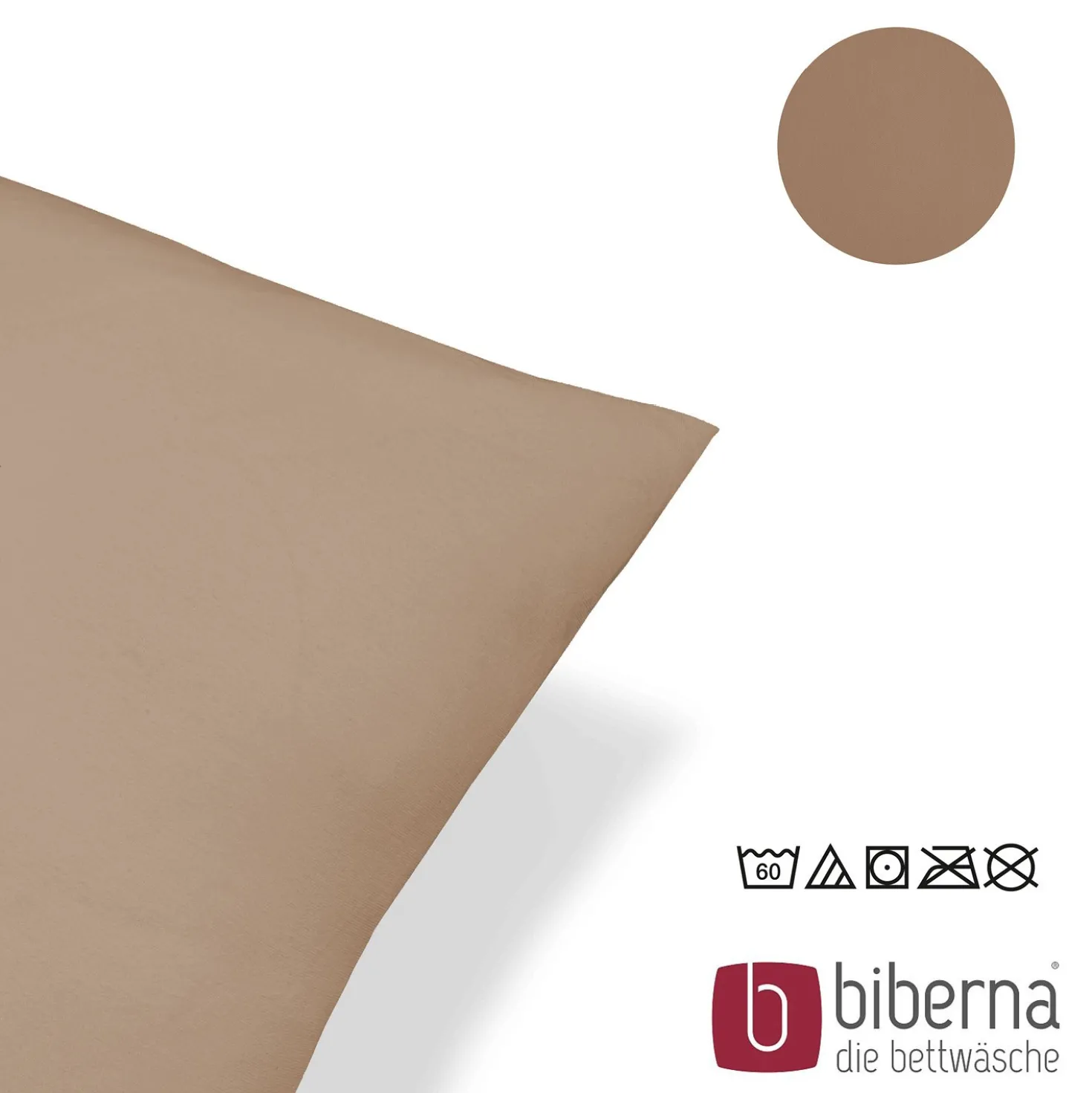 biberna Feinjersey-Kopfkissenbezug Doppelpack macchiato, 2x 40x60 cm