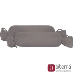 biberna Feinjersey-Nackenrollenbezug Doppelpack silber/grau, 2x 15x40 cm