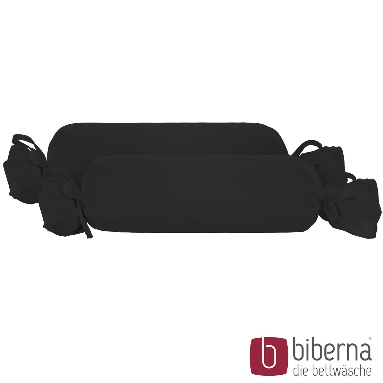 biberna Feinjersey-Nackenrollenbezug Doppelpack schwarz, 2x 15x40 cm