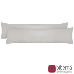 biberna Feinjersey-Seitenschläferkissenbezug Doppelpack sturmgrau, 2x 40x145 cm
