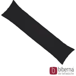 biberna Feinjersey-Seitenschläferkissenbezug Doppelpack schwarz, 2x 40x145 cm