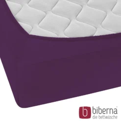 biberna Feinjersey-Spannbetttuch dunkel violett, 1x 140x200 cm - 160x200 cm