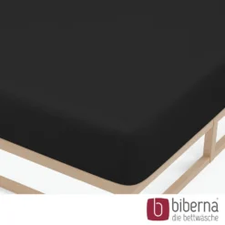 biberna Feinjersey-Spannbetttuch schwarz, 1x 180x200 cm - 200x200 cm