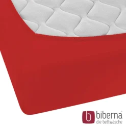 biberna Feinjersey-Spannbetttuch rot, 1x 180x200 cm - 200x200 cm