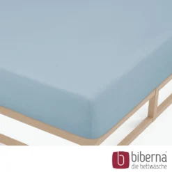 biberna Feinjersey-Spannbetttuch taubenblau, 1x 180x200 cm - 200x200 cm