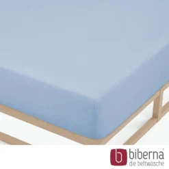 biberna Feinjersey-Spannbetttuch eisblau, 1x 180x200 cm - 200x200 cm