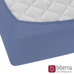 biberna Feinjersey-Spannbetttuch blau, 1x 180x200 cm - 200x200 cm