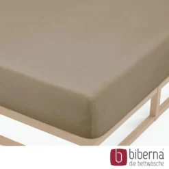 biberna Feinjersey-Spannbetttuch taupe, 1x 180x200 cm - 200x200 cm