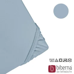 biberna Feinjersey-Spannbetttuch taubenblau, 1x 60x120 cm - 70x140 cm