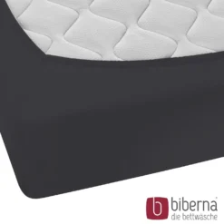 biberna Feinjersey-Spannbetttuch titanium, 1x 90x190 cm - 100x200 cm