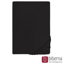 biberna Feinjersey-Spannbetttuch schwarz, 1x 90x190 cm - 100x200 cm