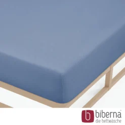 biberna Feinjersey-Spannbetttuch blau, 1x 90x190 cm - 100x200 cm