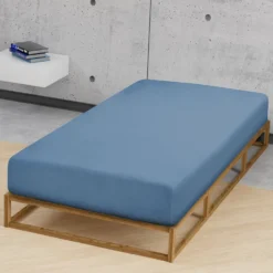 biberna Feinjersey-Spannbetttuch azurblau, 1x 90x190 cm - 100x200 cm