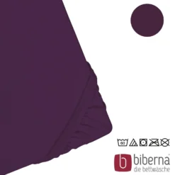 biberna Feinjersey-Spannbetttuch dunkel violett, 1x 90x190 cm - 100x200 cm