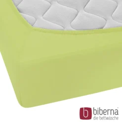 biberna Feinjersey-Spannbetttuch apfelgrün, 1x 90x190 cm - 100x200 cm