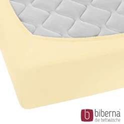 biberna Feinjersey-Spannbetttuch gelb, 1x 90x190 cm - 100x200 cm