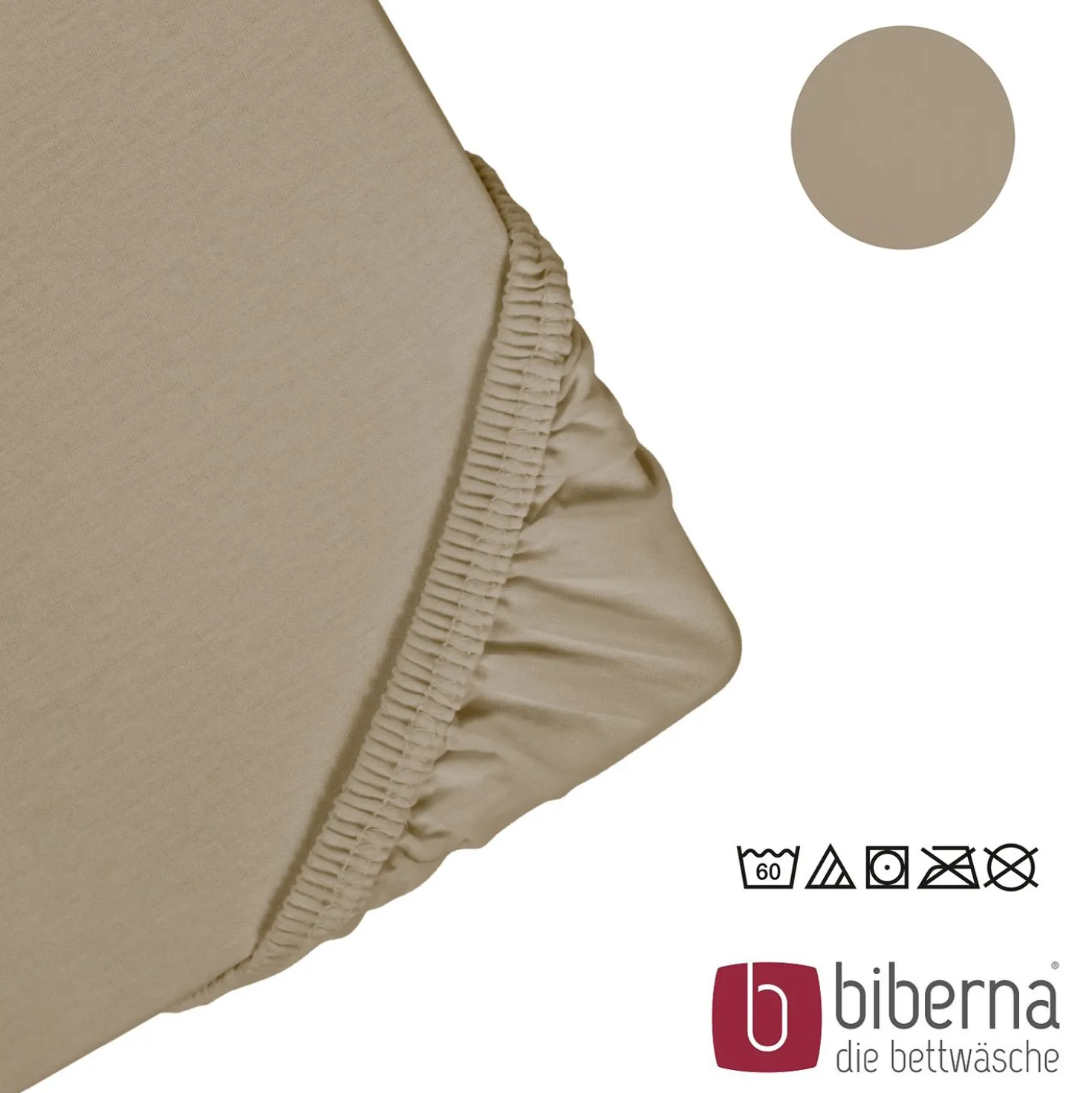 biberna Feinjersey-Spannbetttuch taupe, 1x 90x190 cm - 100x200 cm