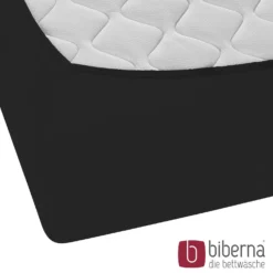 biberna Jersey-Elastic-Boxspring-Spannbetttuch schwarz, 1x 90x190 cm - 100x220 cm