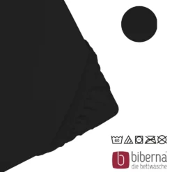 biberna Jersey-Elastic-Boxspring-Spannbetttuch schwarz, 1x 90x190 cm - 100x220 cm