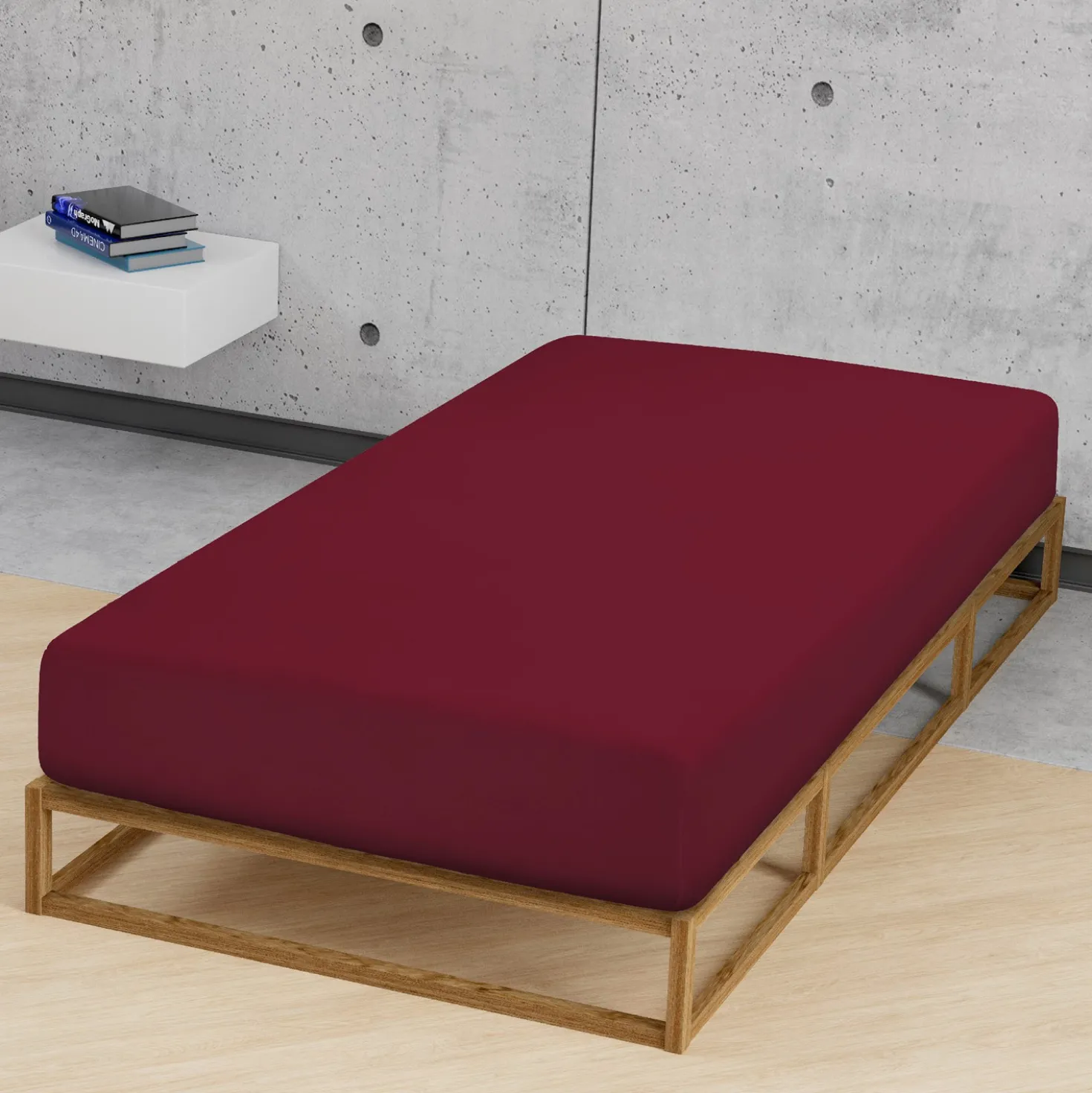biberna Jersey-Elastic-Spannbetttuch burgund, 1x 90x190 cm - 100x220 cm