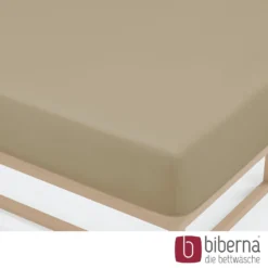 biberna Jersey-Elastic-Spannbetttuch taupe, 1x 90x190 cm - 100x220 cm