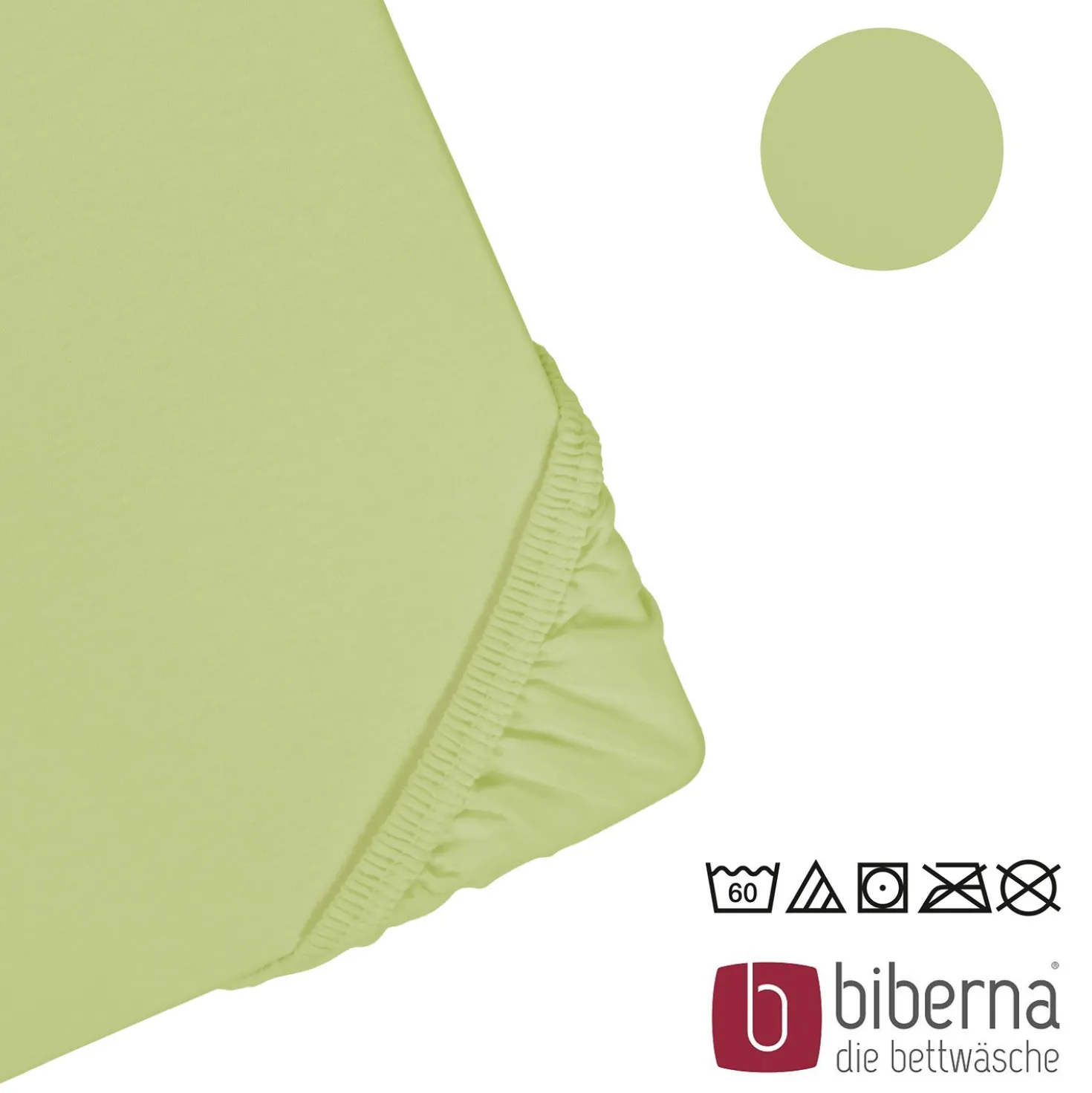 biberna Jersey-Elastic-Spannbetttuch pistaziengrün, 1x 90x190 cm - 100x220 cm