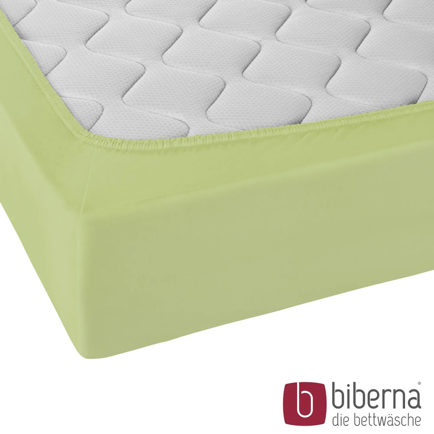 biberna Jersey-Elastic-Spannbetttuch pistaziengrün, 1x 90x190 cm - 100x220 cm