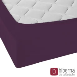 biberna Jersey-Elastic-Spannbetttuch dunkel violett, 1x 90x190 cm - 100x220 cm