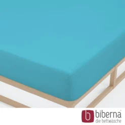 biberna Jersey-Elastic-Spannbetttuch türkis, 1x 90x190 cm - 100x220 cm