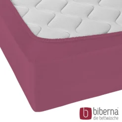 biberna Jersey-Elastic-Spannbetttuch brombeer, 1x 120x200 cm - 130x220 cm