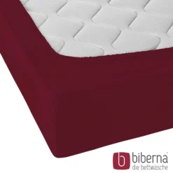 biberna Jersey-Elastic-Spannbetttuch burgund, 1x 180x200 cm - 200x220 cm