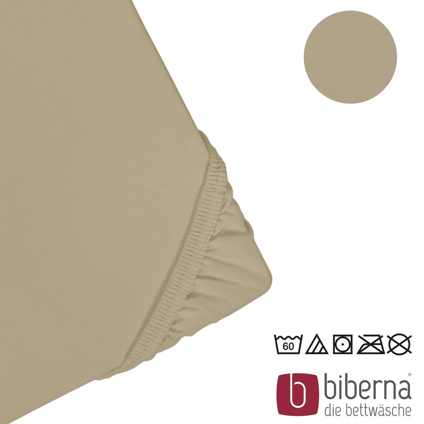 biberna Jersey-Elastic-Spannbetttuch taupe, 1x 180x200 cm - 200x220 cm