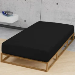 biberna Jersey-Elastic-Spannbetttuch schwarz, 1x 180x200 cm - 200x220 cm
