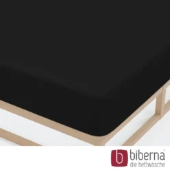 biberna Jersey-Elastic-Spannbetttuch schwarz, 1x 180x200 cm - 200x220 cm