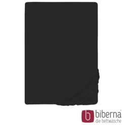 biberna Jersey-Elastic-Spannbetttuch schwarz, 1x 180x200 cm - 200x220 cm