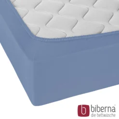 biberna Jersey-Elastic-Spannbetttuch blau, 1x 90x190 cm - 100x220 cm