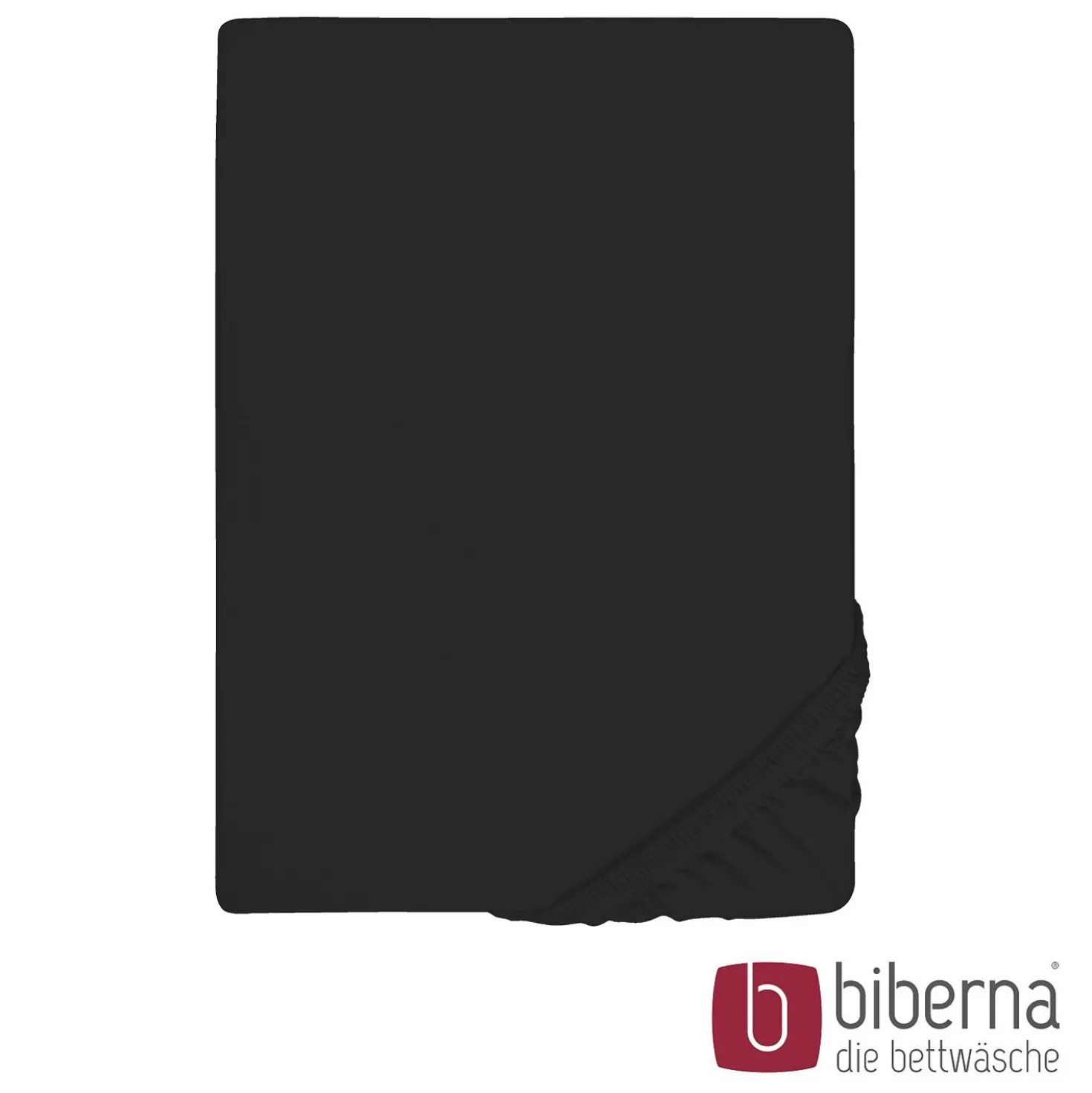 biberna Jersey-Elastic-Spannbetttuch schwarz, 1x 90x190 cm - 100x220 cm