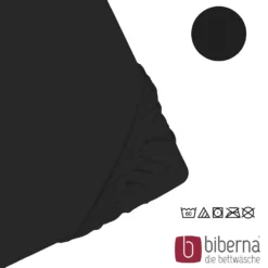 biberna Jersey-Elastic-Spannbetttuch schwarz, 1x 90x190 cm - 100x220 cm