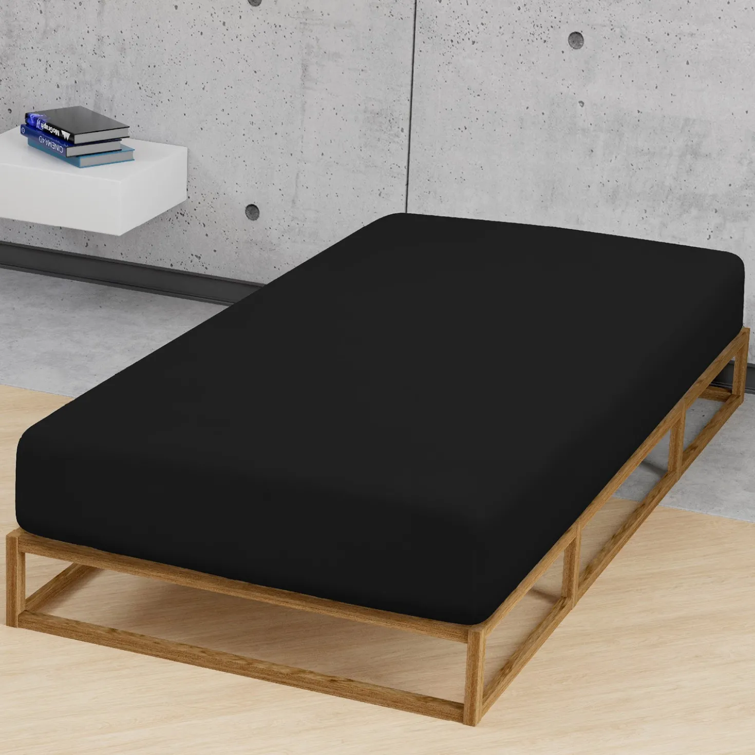 biberna Jersey-Elastic-Spannbetttuch schwarz, 1x 90x190 cm - 100x220 cm