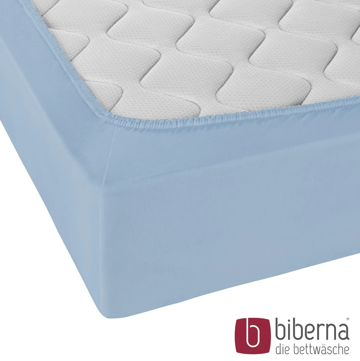 biberna Jersey-Elastic-Spannbetttuch eisblau, 1x 90x190 cm - 100x220 cm