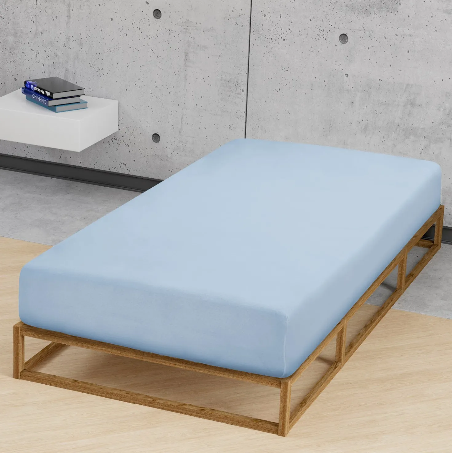 biberna Jersey-Elastic-Spannbetttuch eisblau, 1x 90x190 cm - 100x220 cm